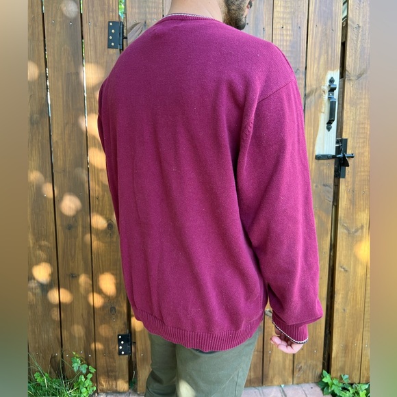 Chaps Sweater V Neck Embroidery Dark Academia - Picture 2 of 5